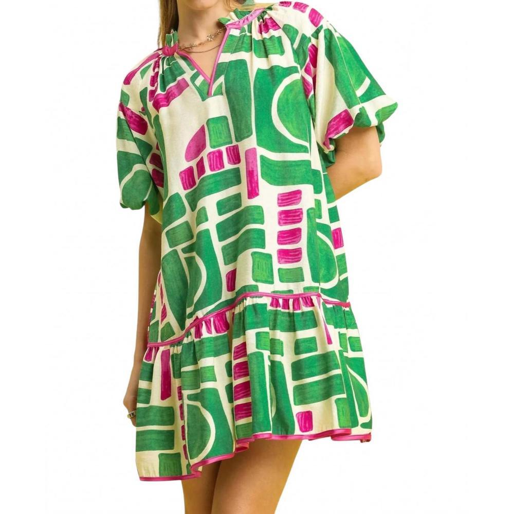 NEW UMGEE short sleeve mini dress in green - Picture 3 of 3